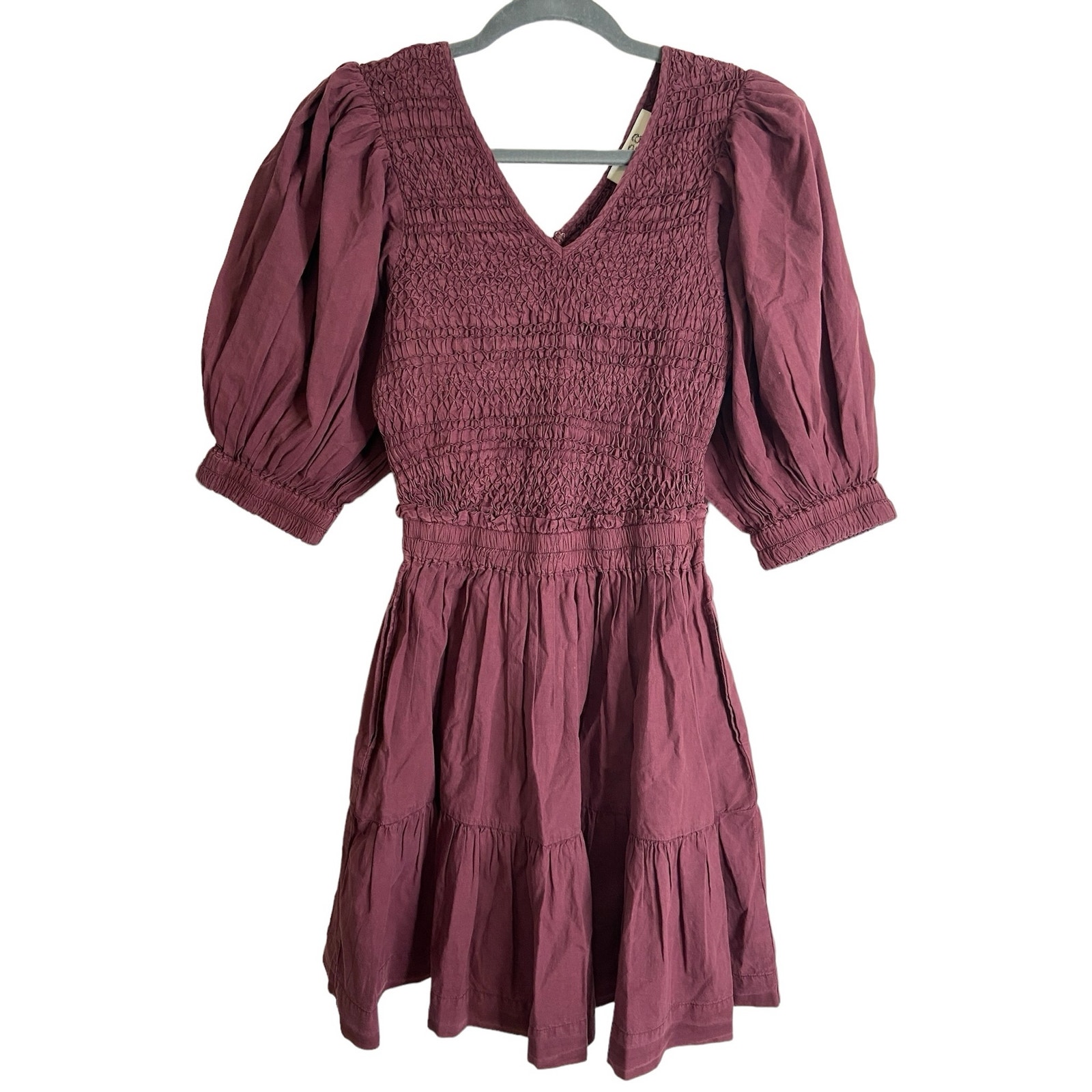 Sea New York Simona Mini Dress Puff Sleeve Smocked Boho Cotton Party Garden 6 — image 3 of 8